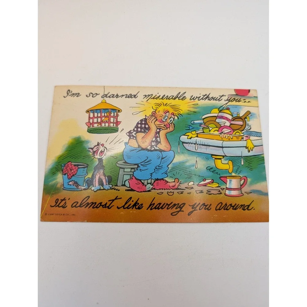 Vintage 1960s Curt Teich Comic Postcards Set of 2 Humorous Mid-Century Ephemera